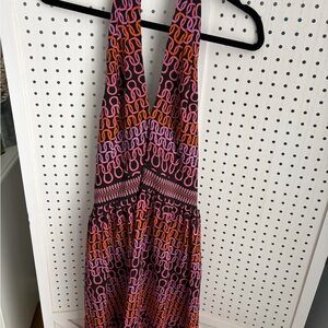 Trina Turk Black Dress with Pink & Orange Chain-Link Print